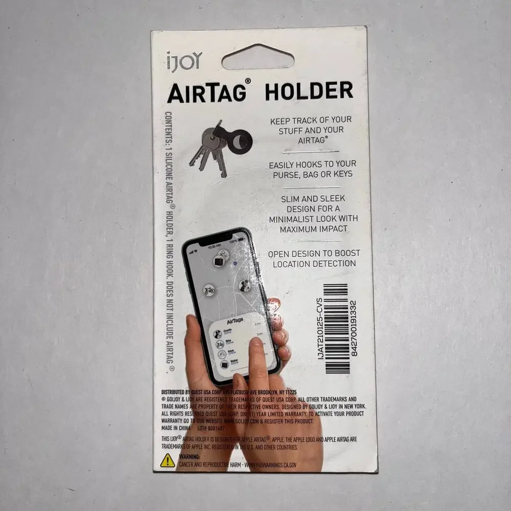 iJOY AirTag Holder Keychain Red Silicone Case Key Ring Apple Tracker NWT